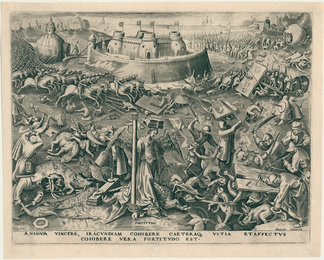 Fortitudo Fortitude de As Sete Virtudes, 1559. de Philipp Galle