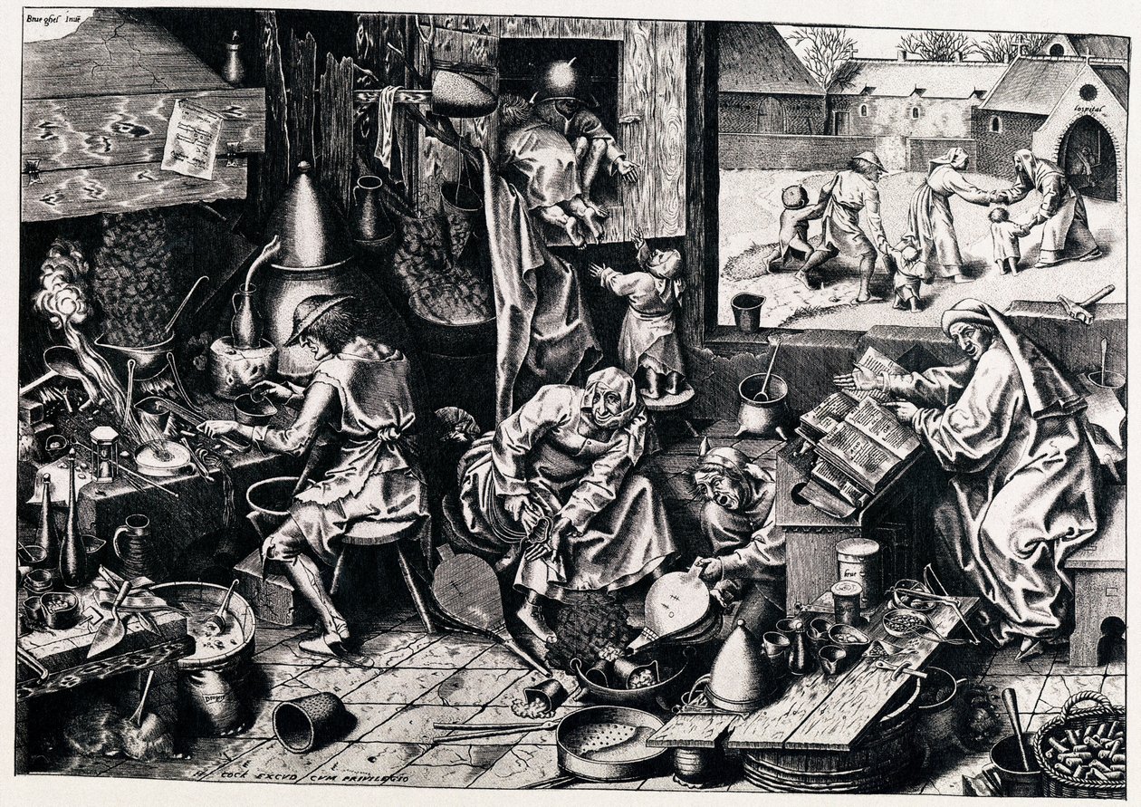 O Alquimista, 1558 de Philipp Galle