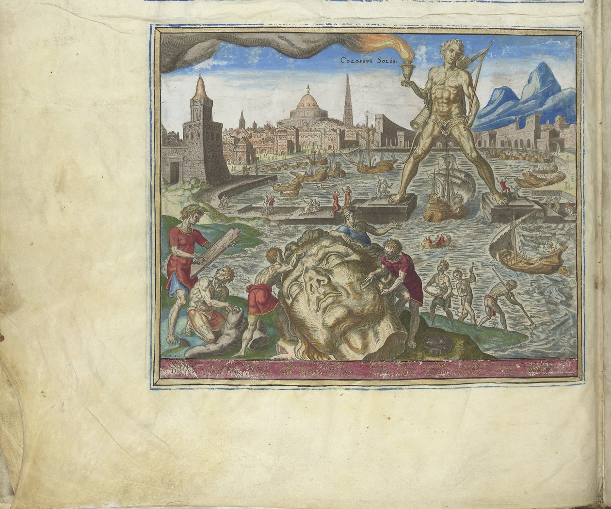 O Colosso de Rodes da série Oitava Maravilha do Mundo, 1572 de Philipp Galle
