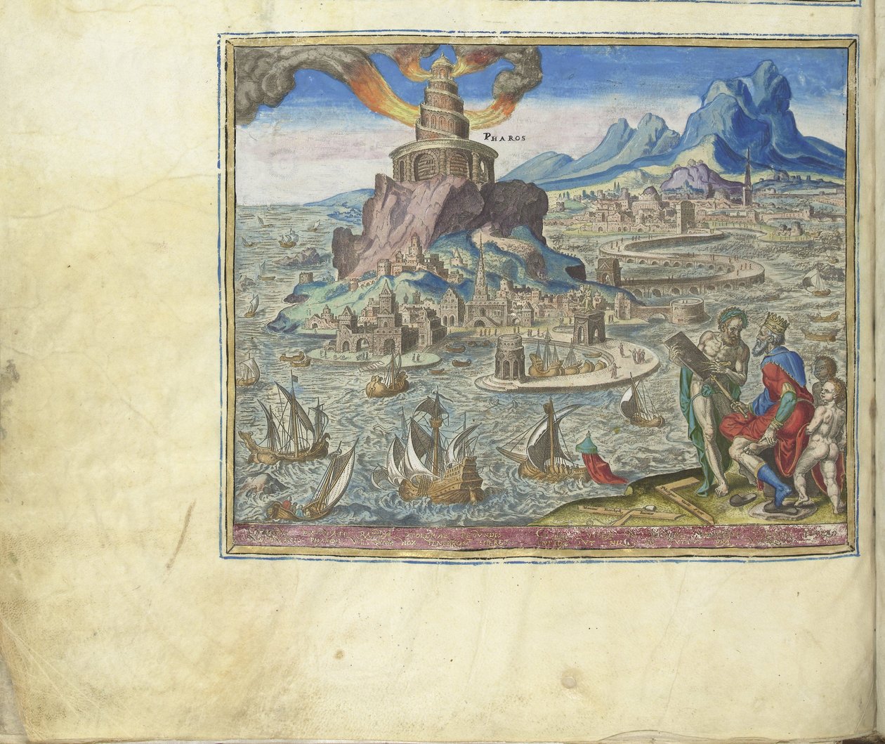 O farol em Alexandria da série Oitava Maravilha do Mundo, 1572 de Philipp Galle