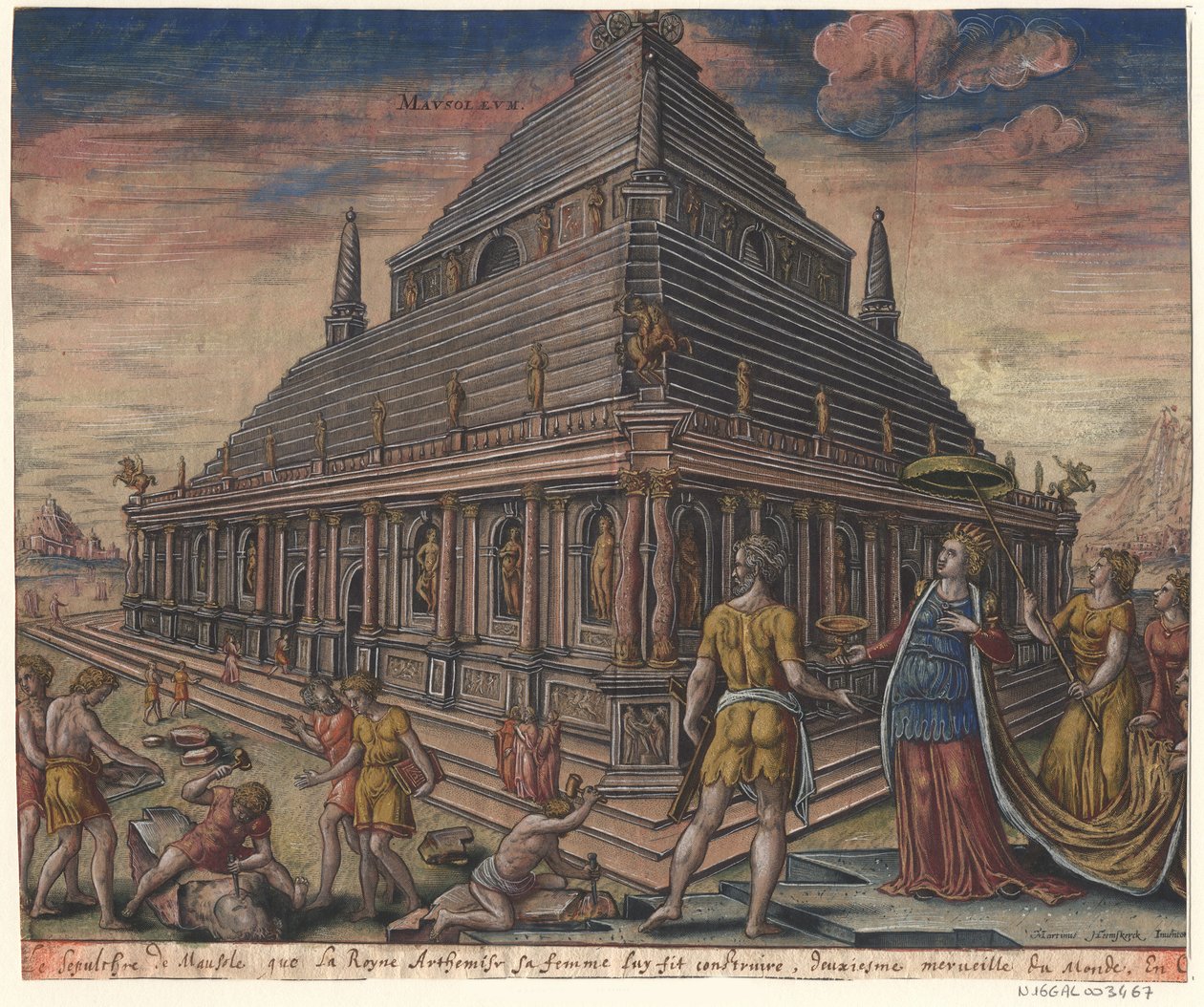 O Mausoléu de Halicarnasso da série Oitava Maravilha do Mundo Depois de Maarten van Heemskerck, 1572 de Philipp Galle