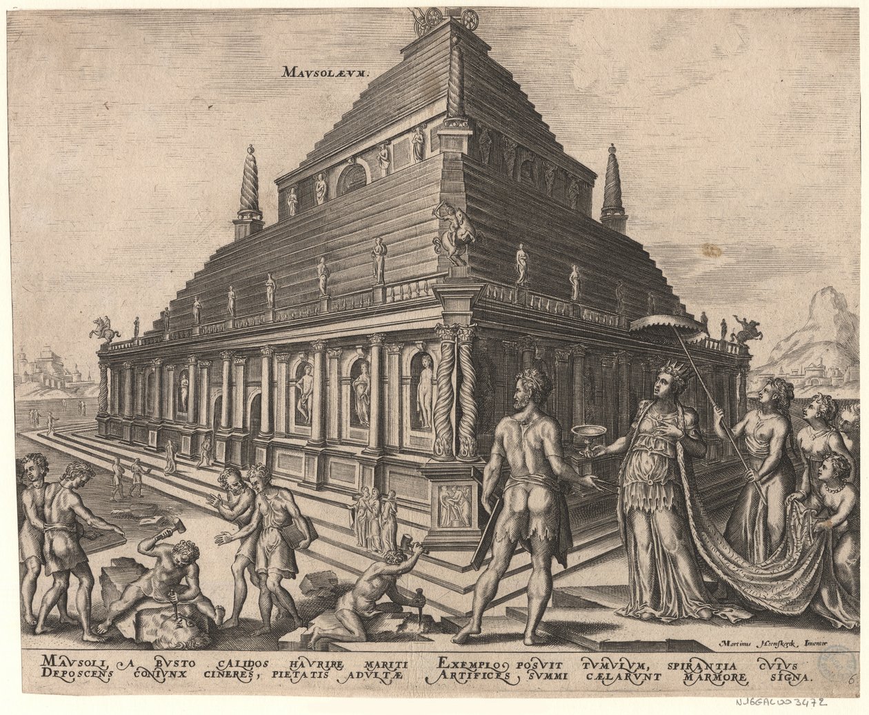 O Mausoléu de Halicarnasso da série Oitava Maravilha do Mundo Depois de Maarten van Heemskerck, 1572 de Philipp Galle