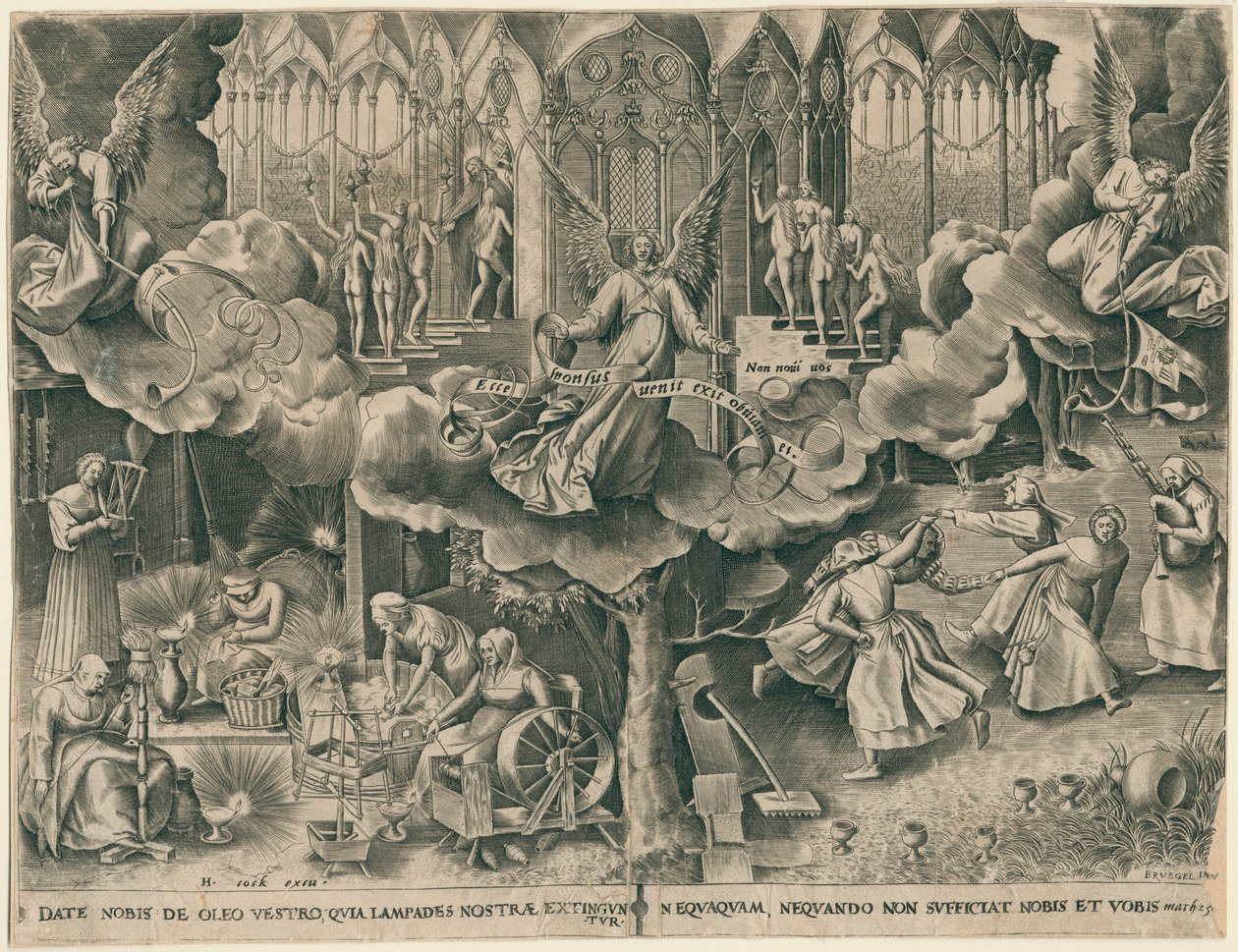 A Parábola das Virgens Sábias e Tolas, 1570. de Philipp Galle