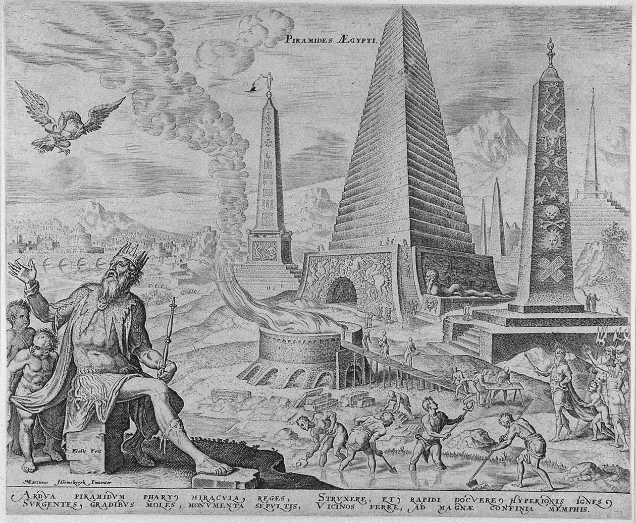 As pirâmides do Egito da série As oitavas maravilhas do mundo Depois de Maarten van Heemskerck, 1572 de Philipp Galle