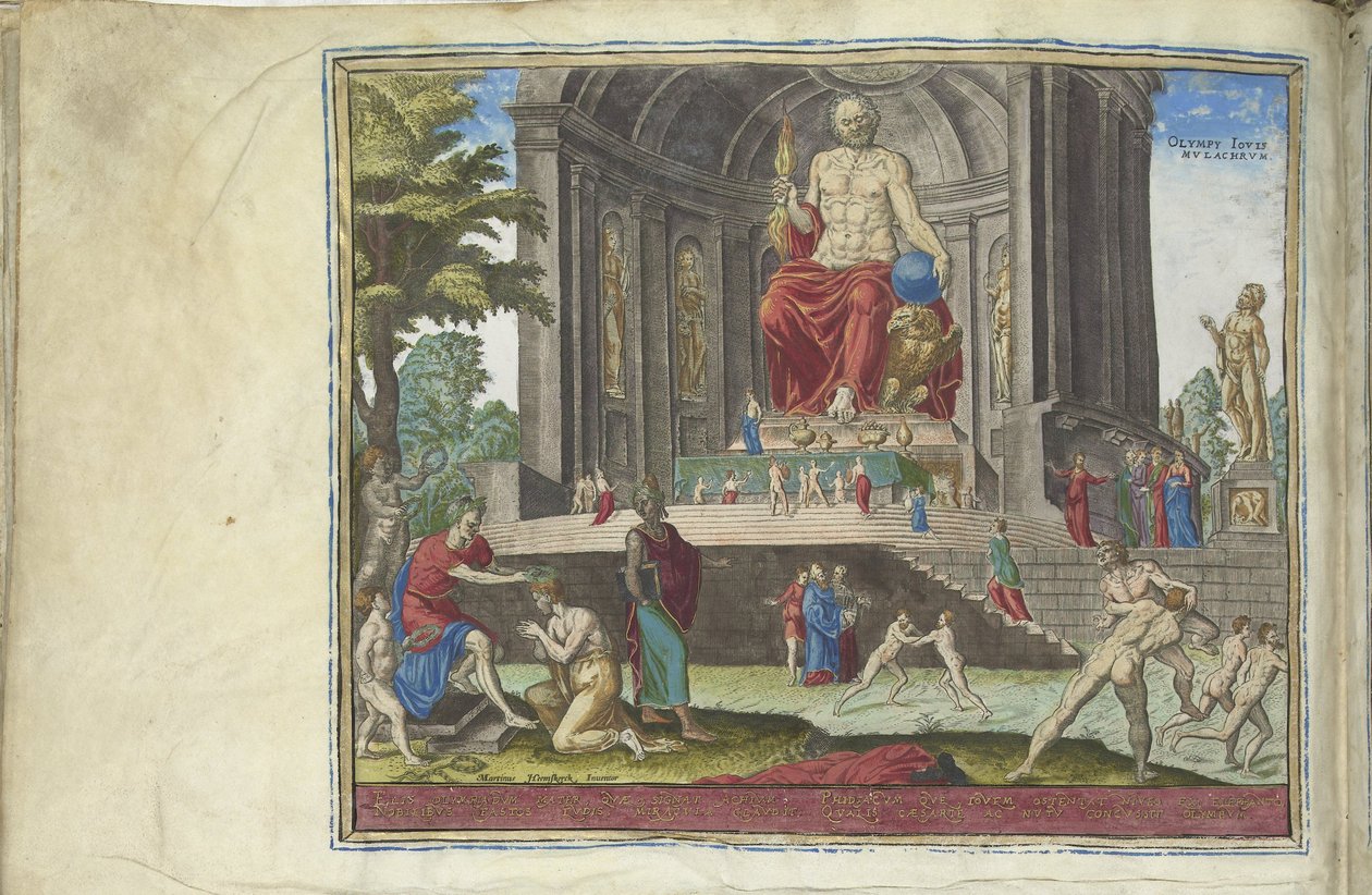 A estátua de Júpiter em Olímpia da série Oitava Maravilha do Mundo, 1572 de Philipp Galle
