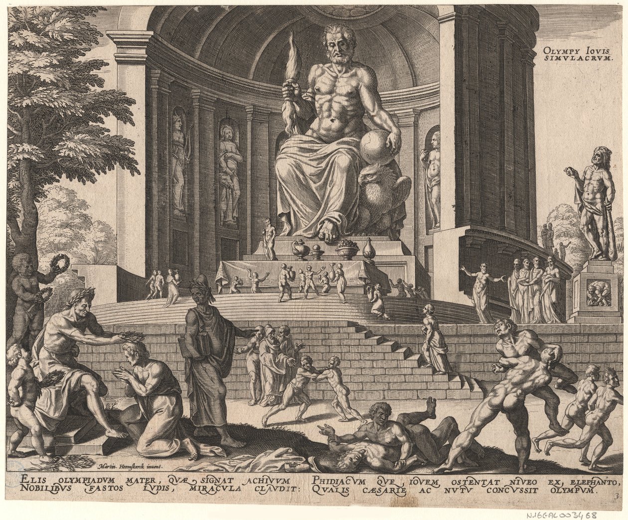 A estátua de Júpiter em Olímpia da série As oitavas maravilhas do mundo Depois de Maarten van Heemskerck, 1572 de Philipp Galle