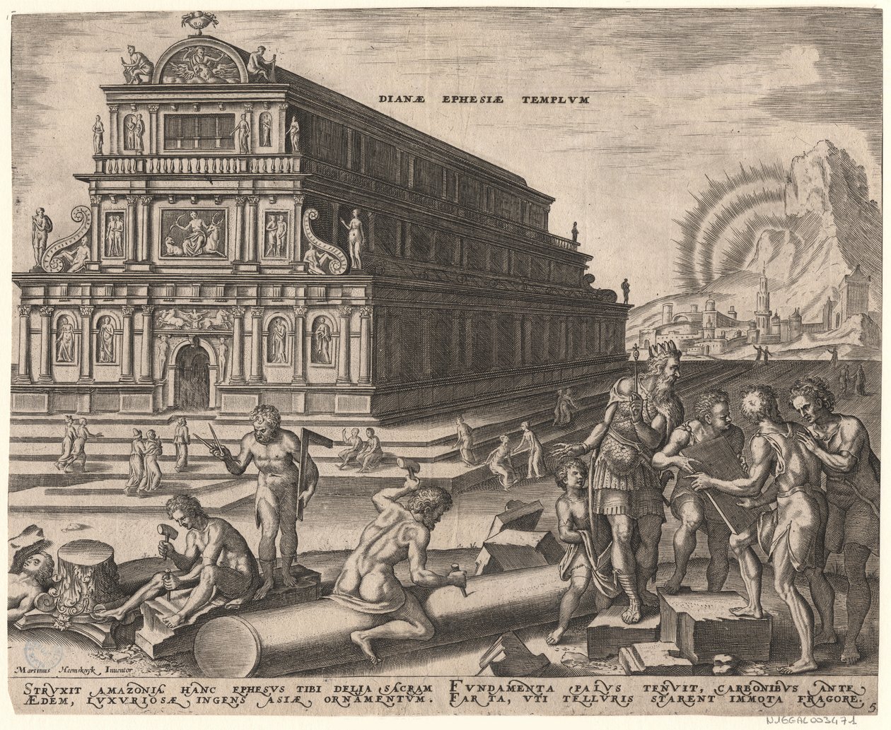 O templo de Diana em Éfeso da série As oitavas maravilhas do mundo Depois de Maarten van Heemskerck, 1572 de Philipp Galle
