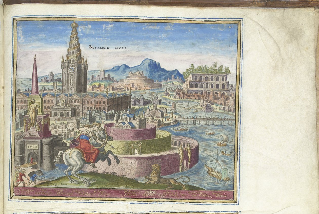 Os Muros da Babilônia da série Oitava Maravilha do Mundo, 1572 de Philipp Galle