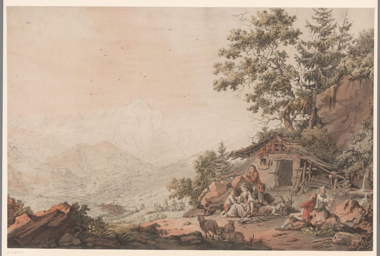 A família numa casa nas montanhas de Philipp Jacques Loutherbourg (I) (attributed to)