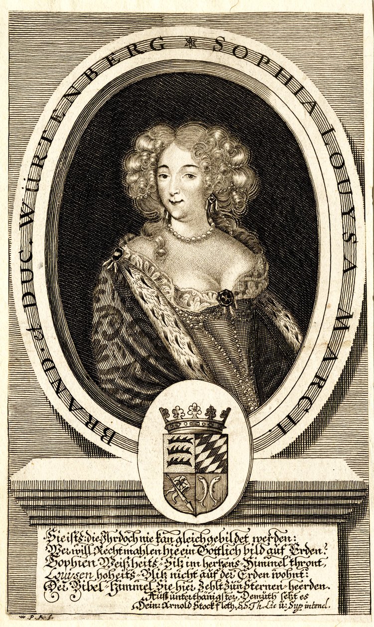 Retrato de Sophie Louise de Württemberg-Stuttgart 1642-1702, Margravine..., c. 1680. de Philipp Kilian