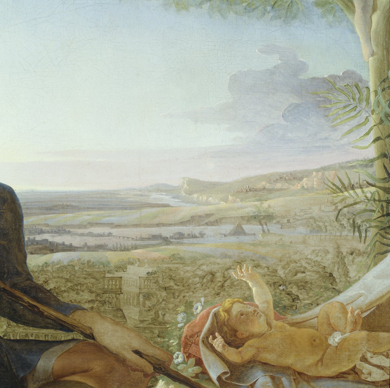 Filho de Cristo e paisagem de descanso no vôo para o Egito, 1805-06 (detalhe de 141645) de Philipp Otto Runge