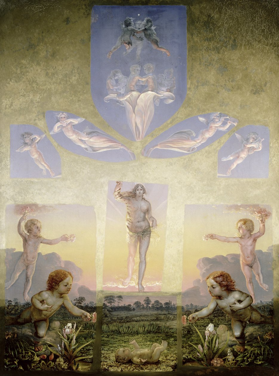The Morning (segunda versão), c.1808-9 (óleo sobre tela) (ver 147752) de Philipp Otto Runge