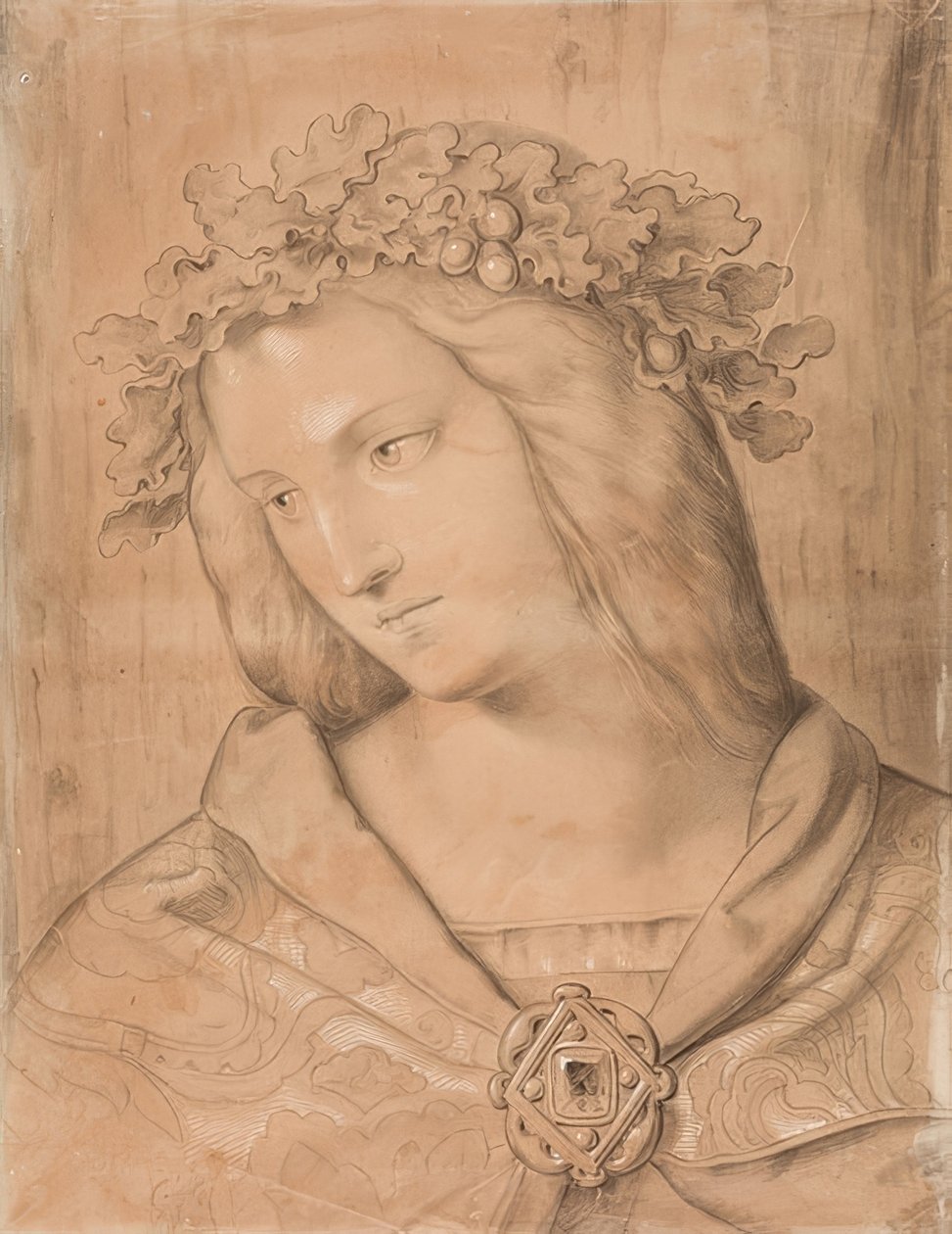 Germania, retrato a meio comprimento, estudo da pintura a fresco (ver figura 23678) de Philipp Veit