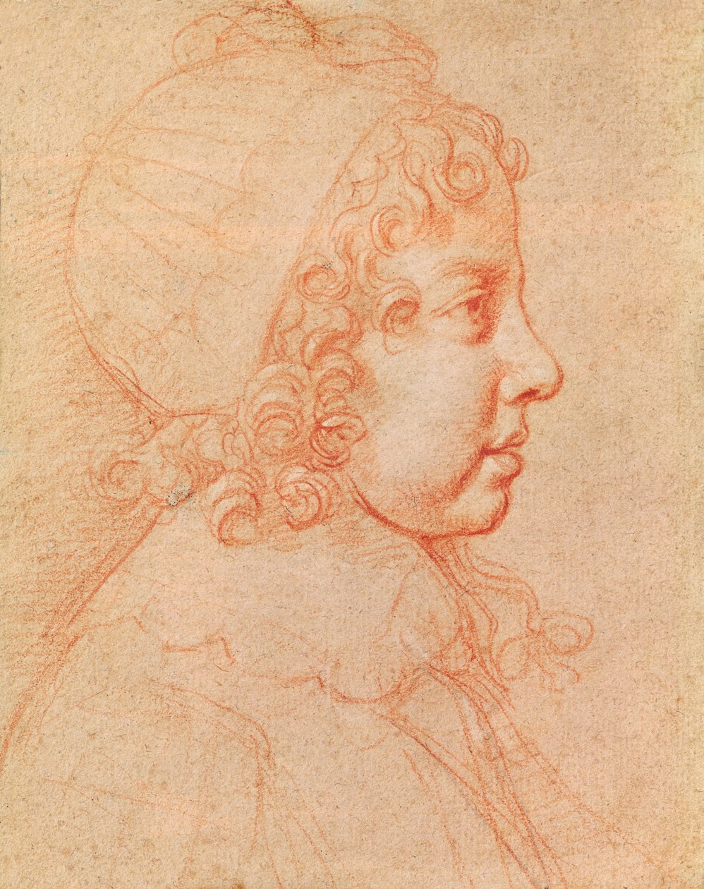Retrato de Luís XIV quando criança (giz vermelho sobre papel) de Philippe de Champaigne