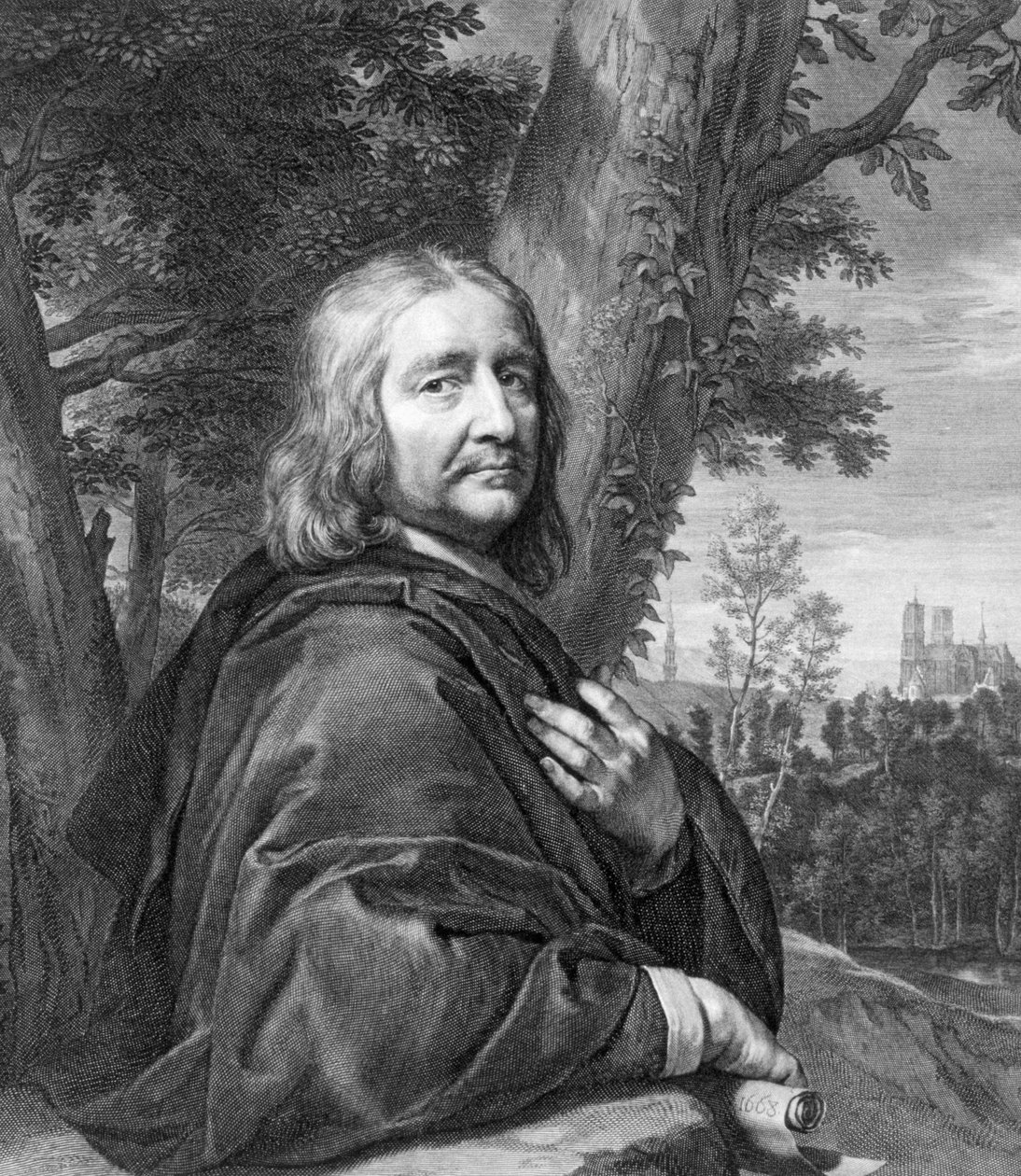 Auto-retrato, gravado por Gerard Edelinck de Philippe de Champaigne