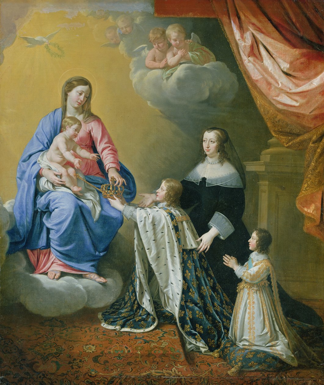 A Virgem Maria dá a coroa e o cetro a Luís XIV, 1643 de Philippe de Champaigne