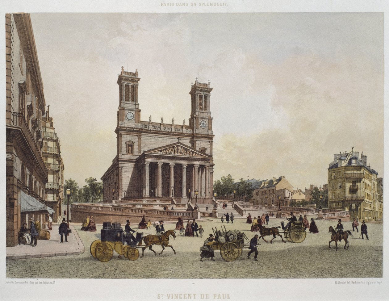 Igreja de São Vicente de Paulo, Paris, ilustração de &39;Paris em seu esplendor&39;, publicado por Henri Charpentier, gravado por Charles Claude Bachelier (fl.1830-60) de 1861 de Philippe Benoist