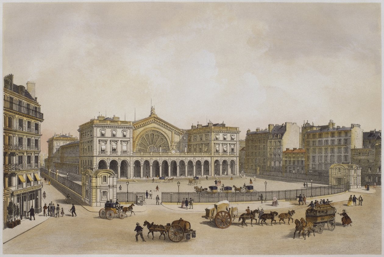 Gare de l&39;Est, Paris, ilustração de "Paris em seu esplendor", publicada por Henri Charpentier, gravada por Aubrun, 1861 de Philippe Benoist