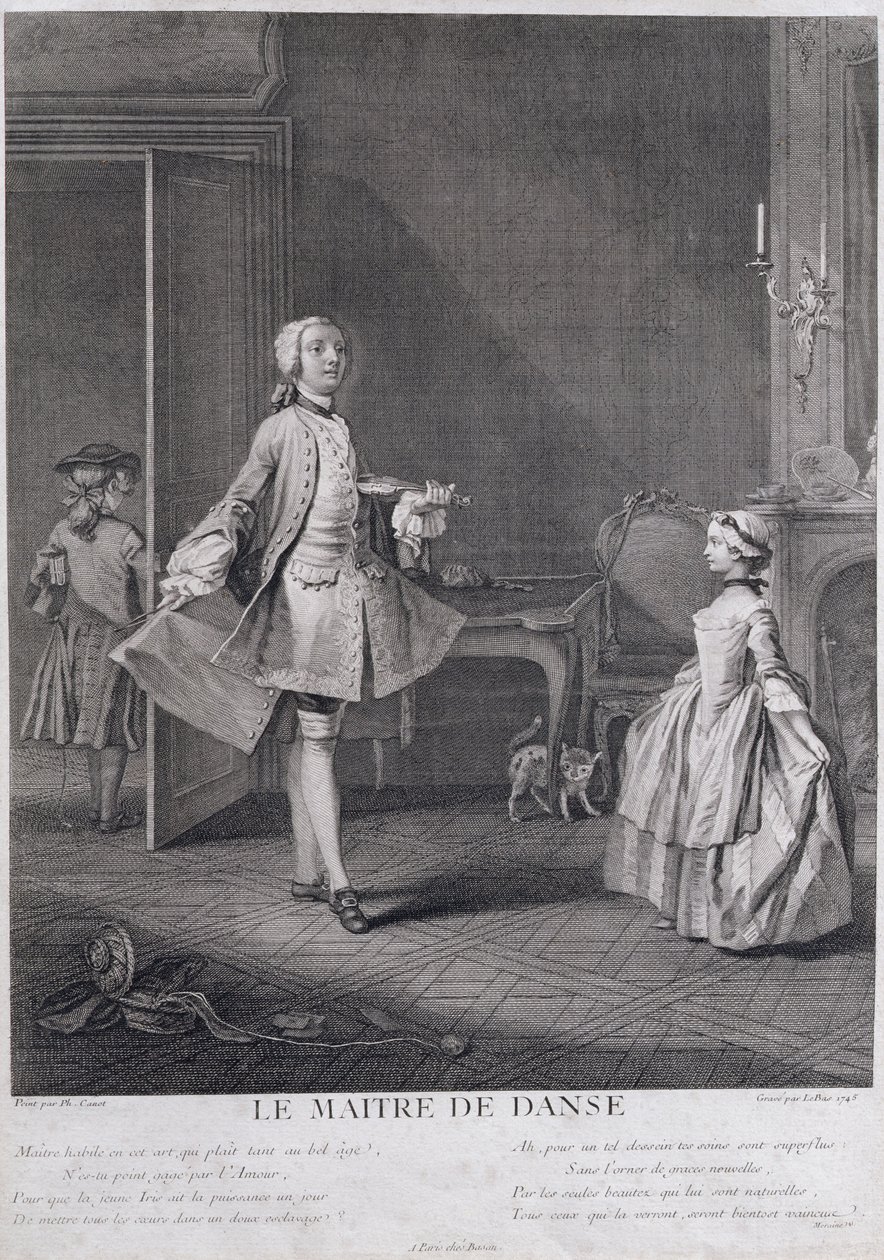O mestre da dança, gravado por Jacques Philippe Le Bas (1707-83), 1745 de Philippe Canot