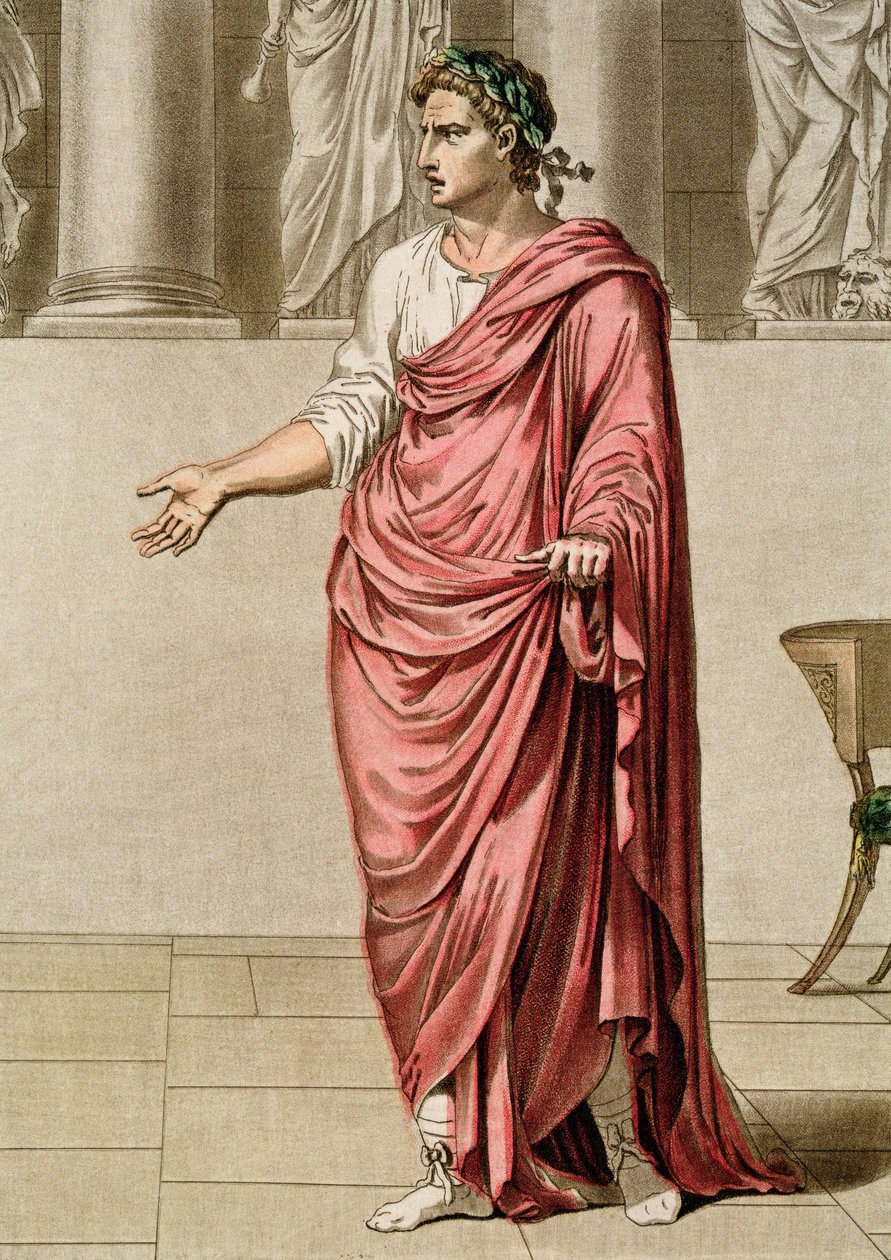 Titus, figurino para "Berenice" de Jean Racine, do Volume II de "Pesquisa sobre os trajes e o teatro de todas as nações", gravado por Antoine Carré, 1802 de Philippe Chery