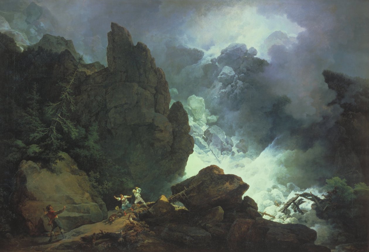 Uma avalanche nos Alpes de Philippe Jacques de Loutherbourg