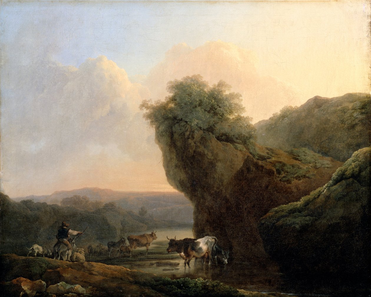Paisagem com gado de Philippe Jacques de Loutherbourg