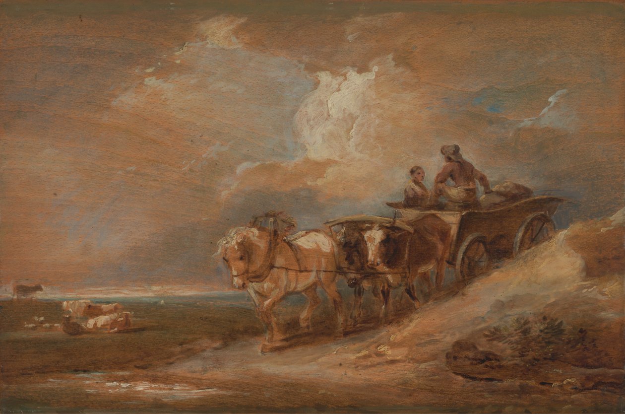 Paisagem com cavalo e carrinho de bois de Philippe Jacques de Loutherbourg