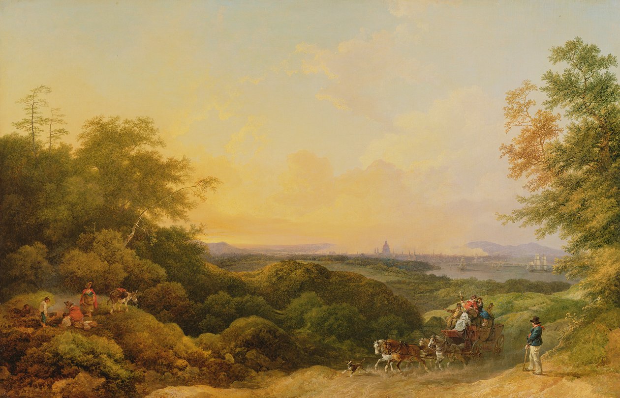 The Evening Coach, Londres, de Greenwich, 1805 de Philippe Jacques de Loutherbourg