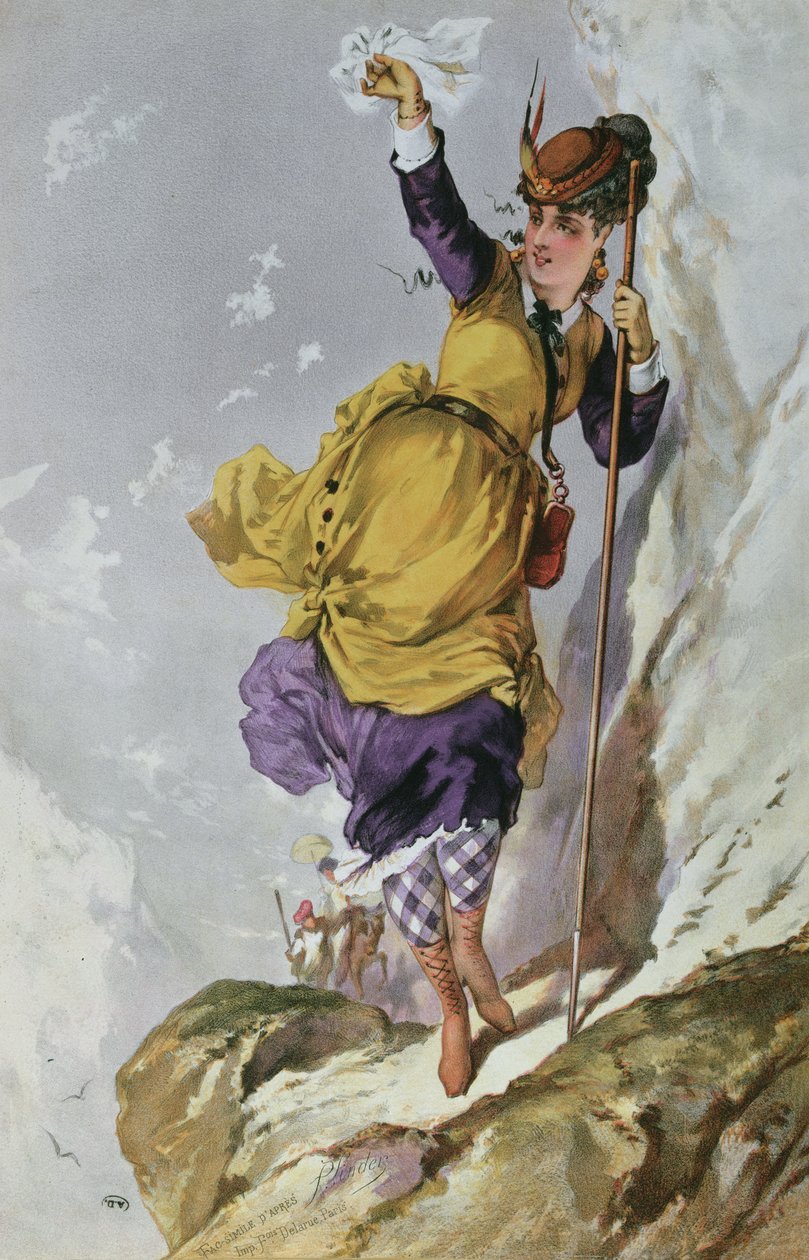 Escalada de montanha mulher, c.1860-70 de Philippe Jacques after Linder