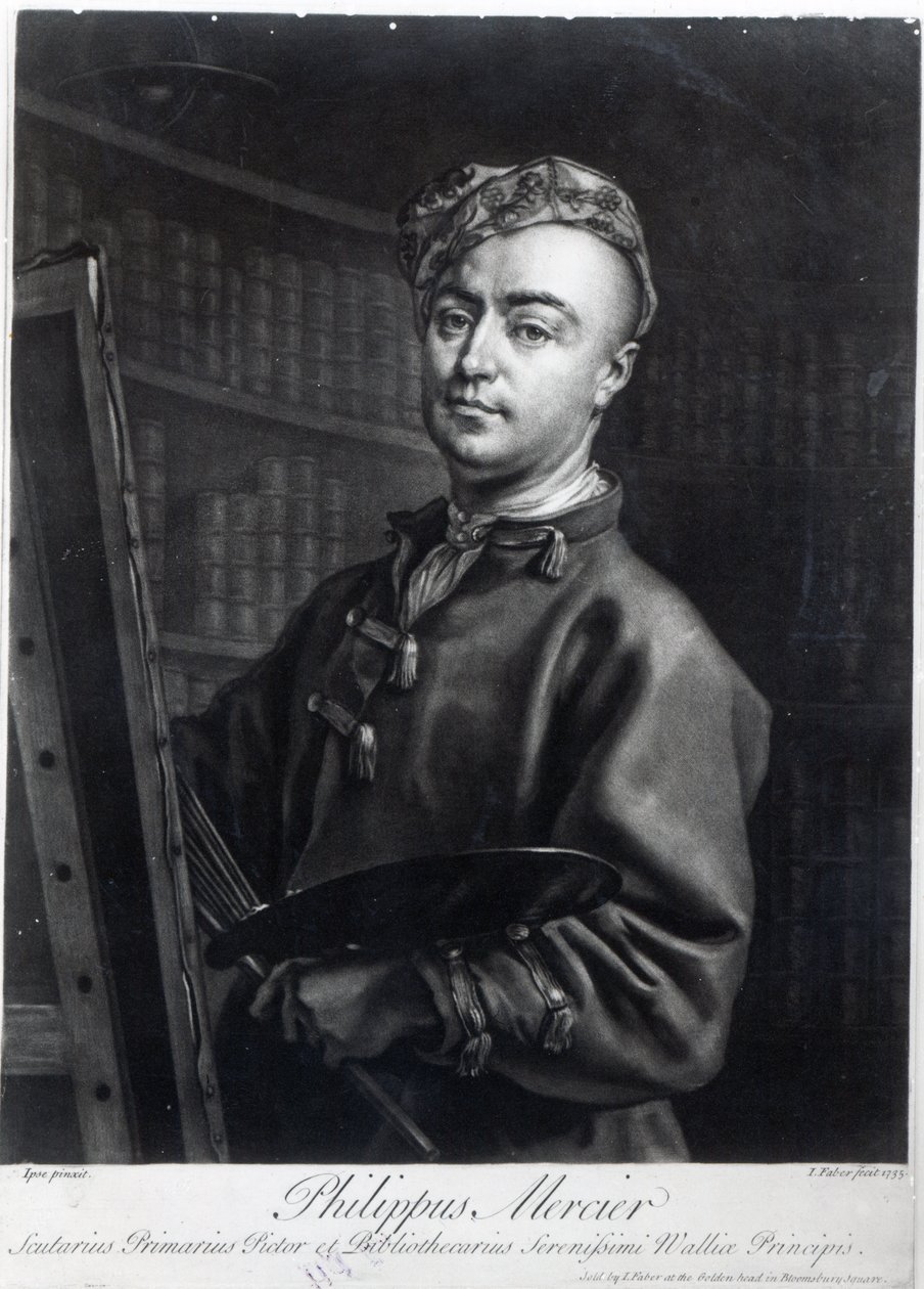 Auto-retrato, gravado por John Faber, 1735 de Philippe Mercier