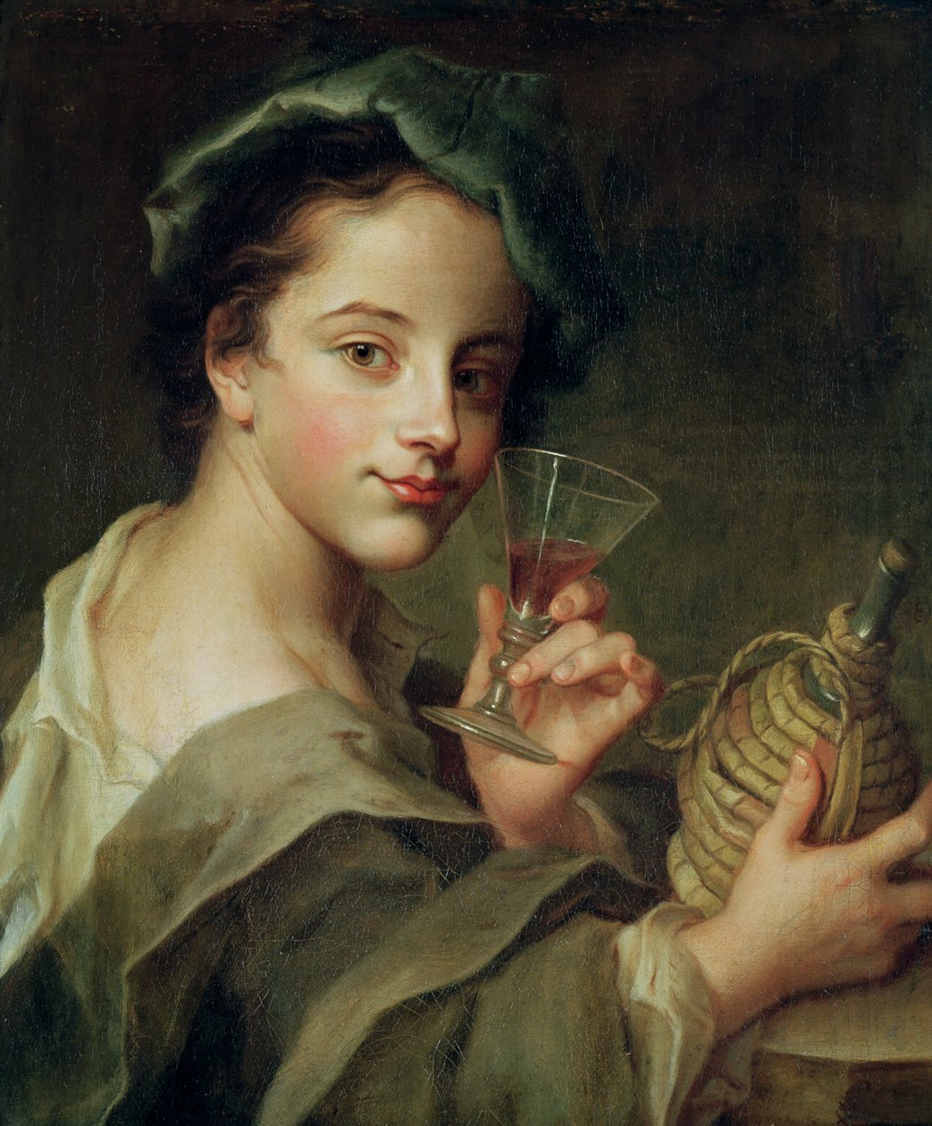 Mulher, com, um, vidro vinho de Philippe Mercier