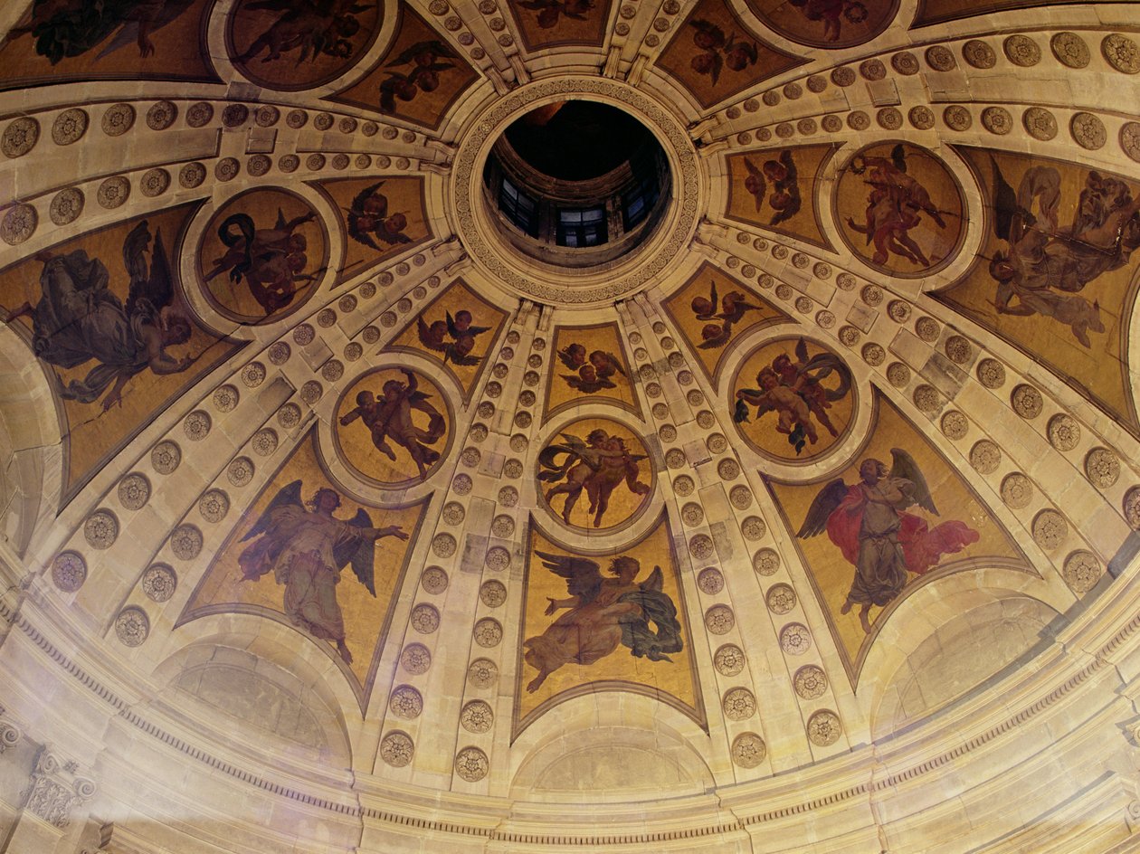 Detalhe da cúpula, construída 1635-42 pintura de parede de Philippe de Champaigne