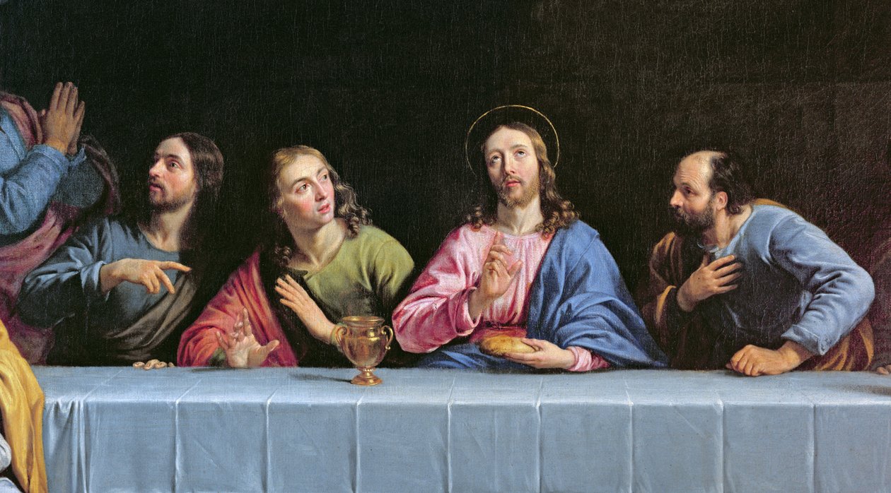 A Última Ceia, chamada A Última Ceia, óleo sobre tela, detalhe de 140298 de Philippe de Champaigne