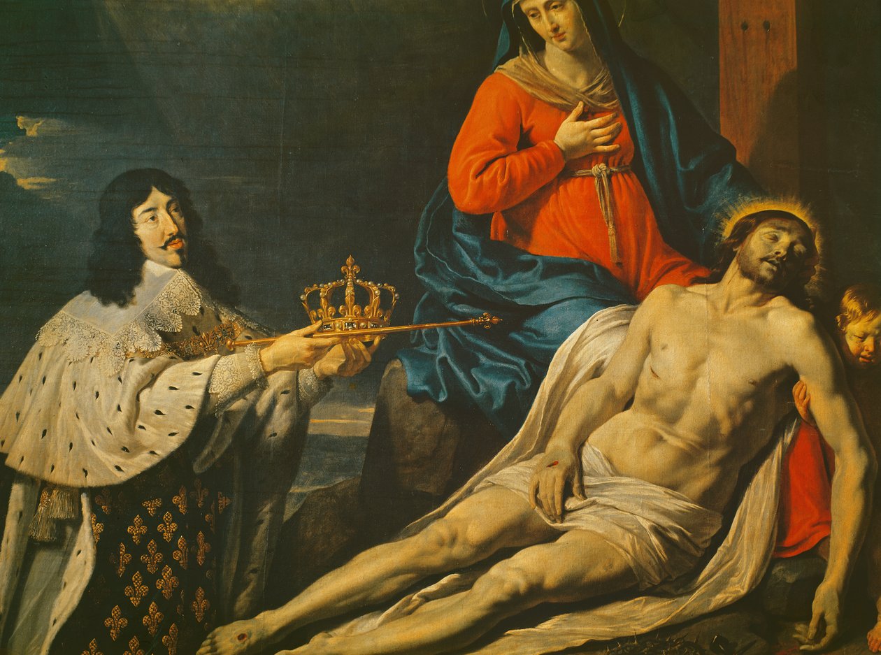 O voto de Luís XIII (1601-43) Rei da França e Navarra, 1638, detalhe de Philippe de Champaigne