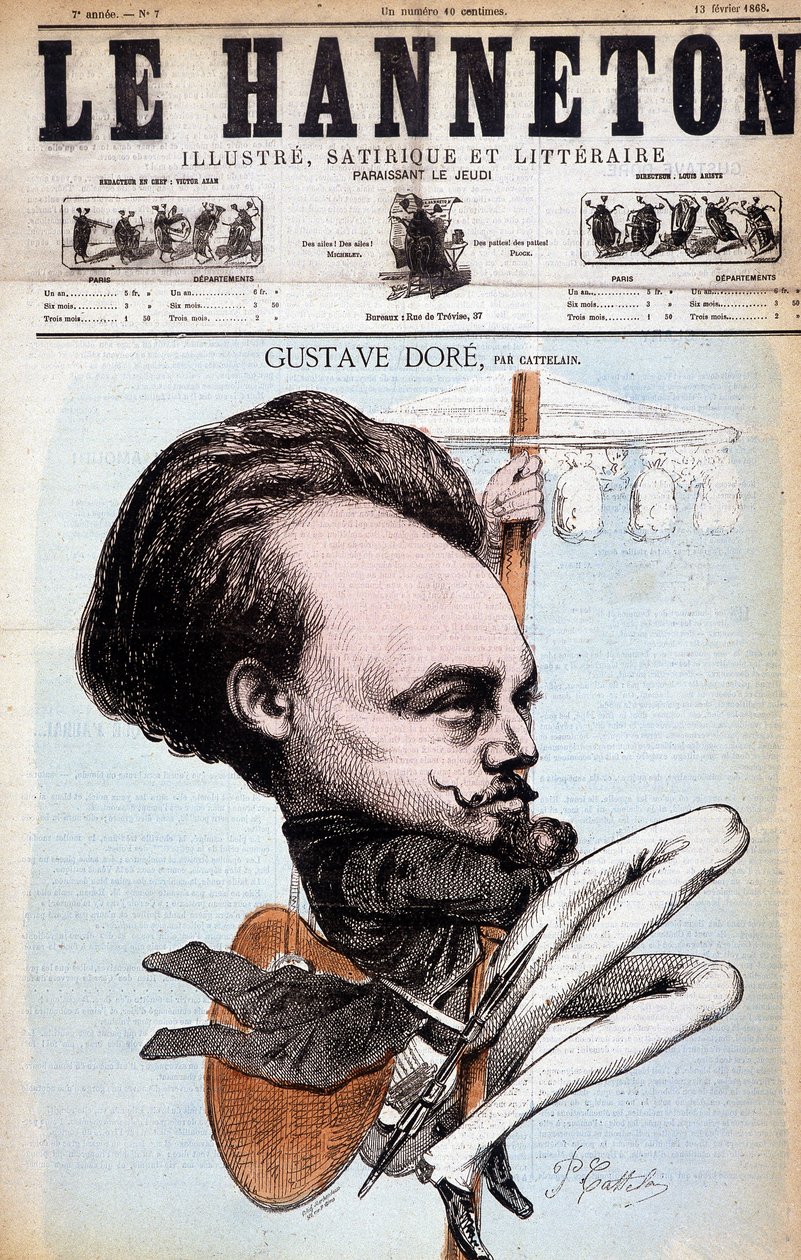Gustave Doré. Desenhista e pintor francês (1832 a 1883). Desenho animado de Cattelain. O Hanneton de 1868. de Philippe Auguste Cattelain