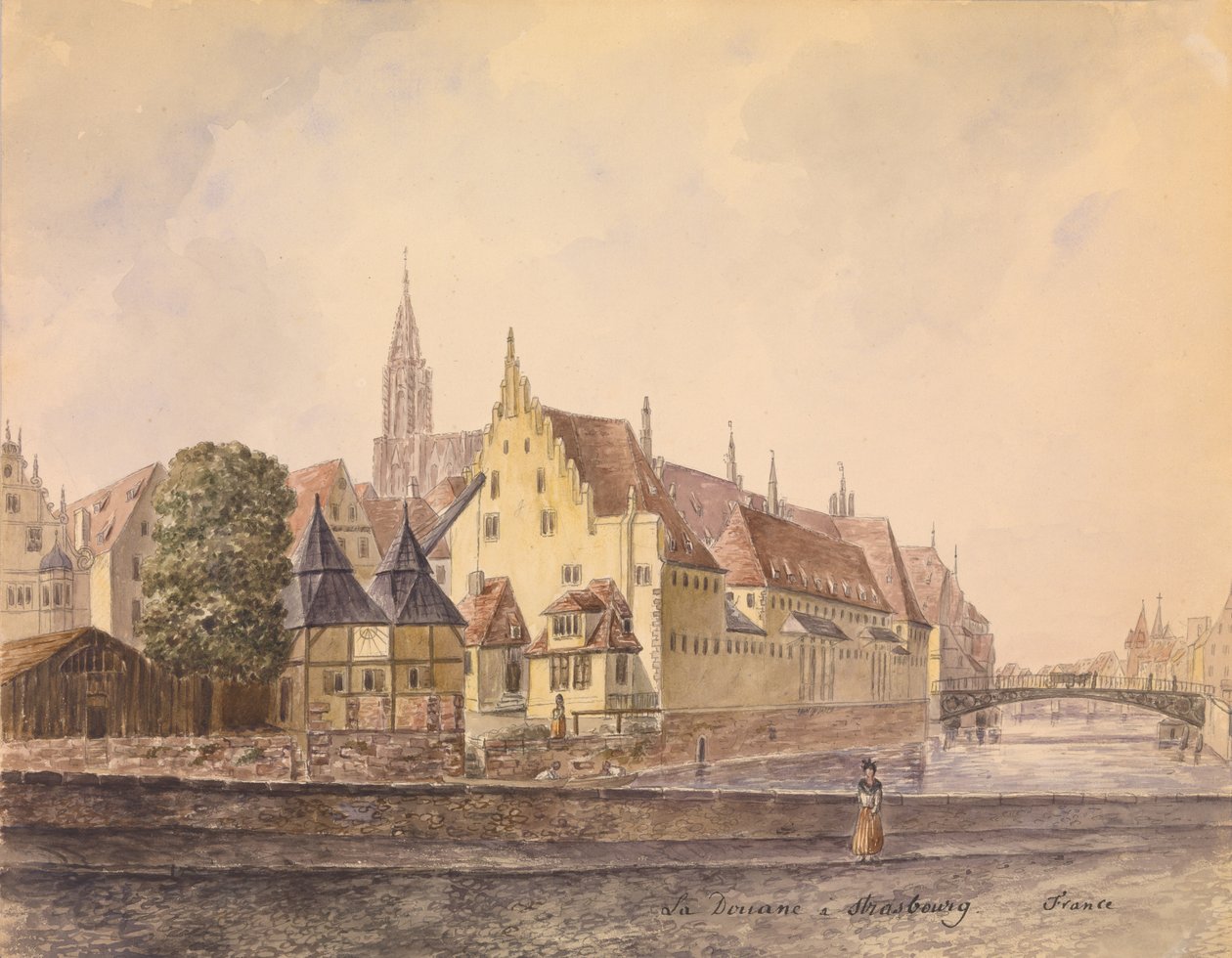 O Danúbio em Estrasburgo (aguarela sobre papel) de Philippe Auguste de Peellaert