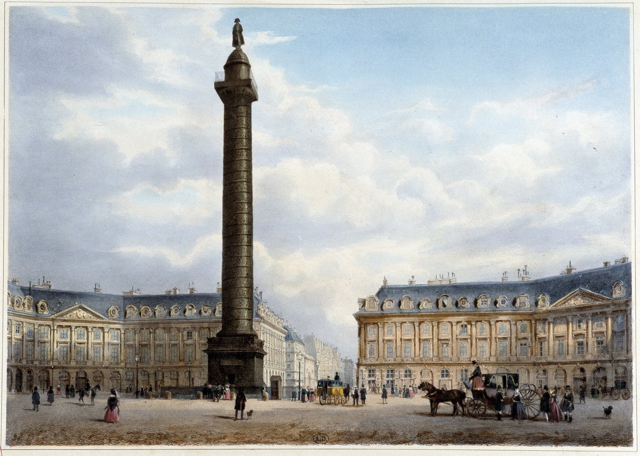 Column de la Place Vendôme - em "Promenade dans Paris et ses environs", desenhada por Jacottet e Benoist, c. 1840 de Philippe Benoist