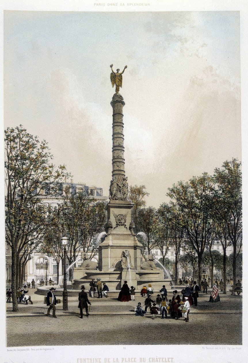A Fonte do Chatelet - litografia de Benoist de Philippe Benoist