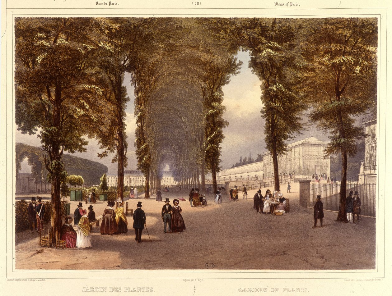 Le Jardin des Plantes - em "Promenade dans Paris et ses environs", de Jacottet e Benoist, Paris, v.1840 de Philippe Benoist