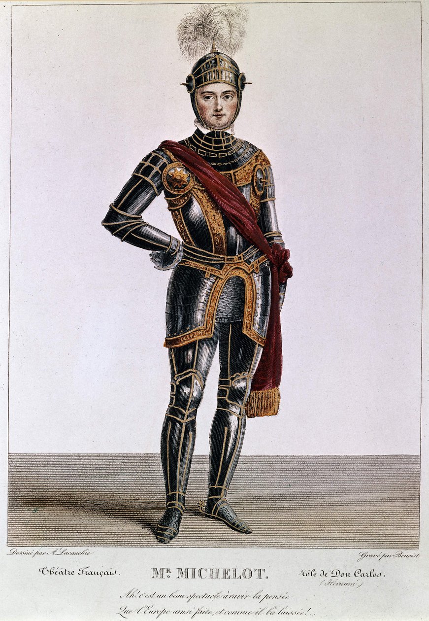 O Sr. Michelot no papel de Don Carlos no Hernani de Victor Hugo. Gravado por Benoist. Século XIX. de Philippe Benoist