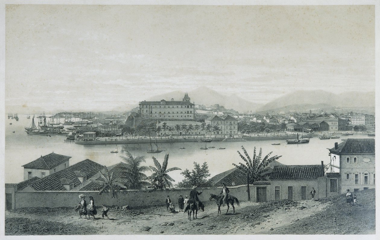 Nine panoramic views of Rio de Janeiro: Da Ilha das Cobras, 1862 de Philippe Benoist