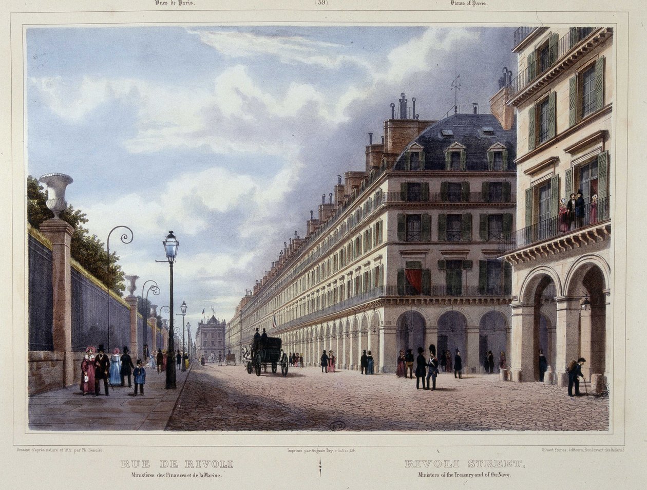 Rue de Rivoli - em "Promenade dans Paris et ses environs", de Jacottet et Benoist, ed. Gihaut de Philippe Benoist