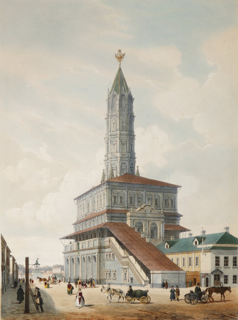 A torre Sukharev em Moscou, 1846 de Philippe Benoist