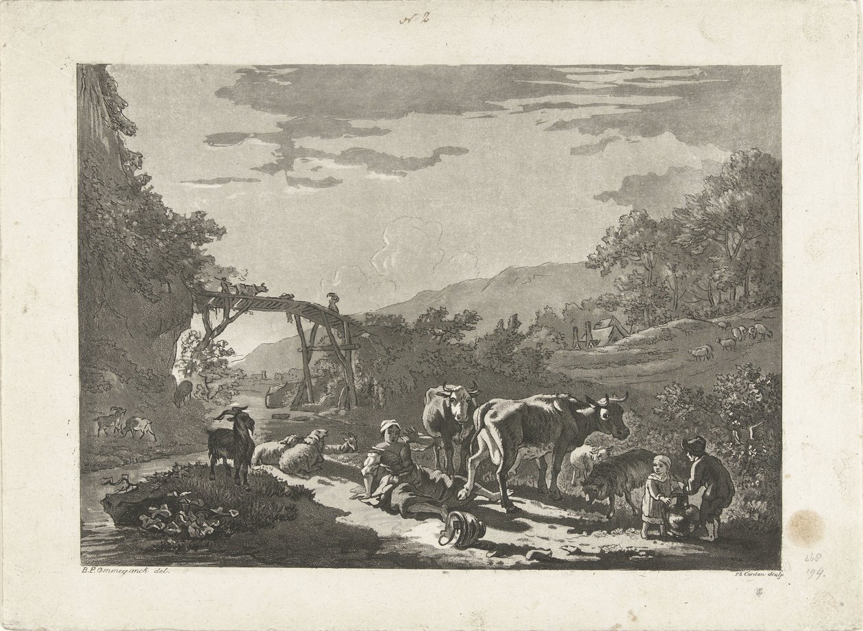 Paisagem com leiteira e ponte de madeira de Philippe Cardon