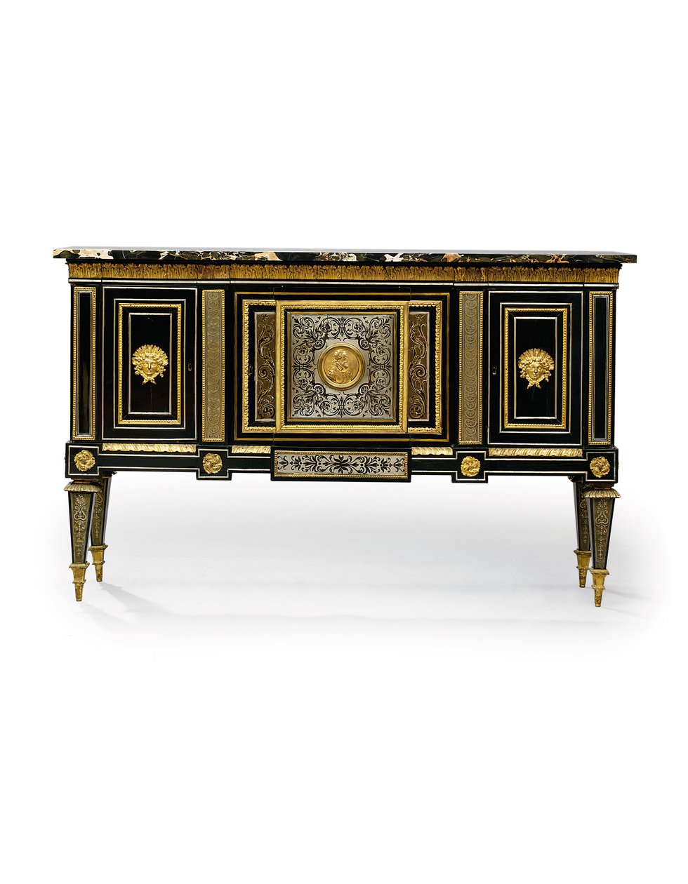 A Louis XVI meuble d&39;appui, c.1785-90 (latão montado em ormolu e tartaruga marrom incrustada em estanho e marchetaria boulle) de Philippe Claude (attr. to) Montigny