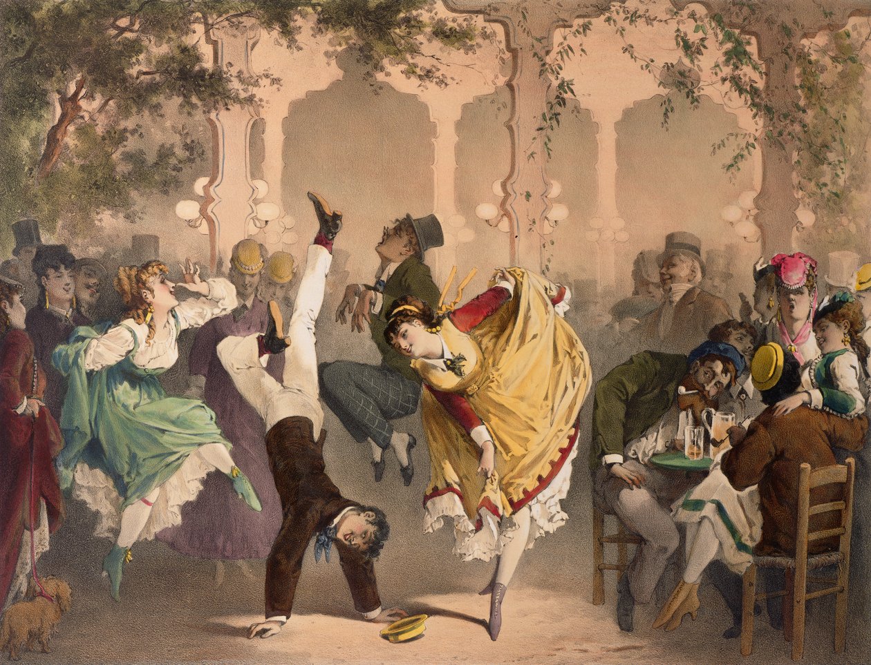 Le Quadrille a Bullier (Litho colorido) de Philippe Jacques Linder
