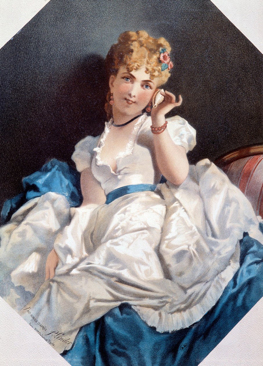 A Mulher no Litógrafo Shell de Philippe Jacques Linder (1835-?). Coleção Particular do Século XIX de Philippe Jacques Linder