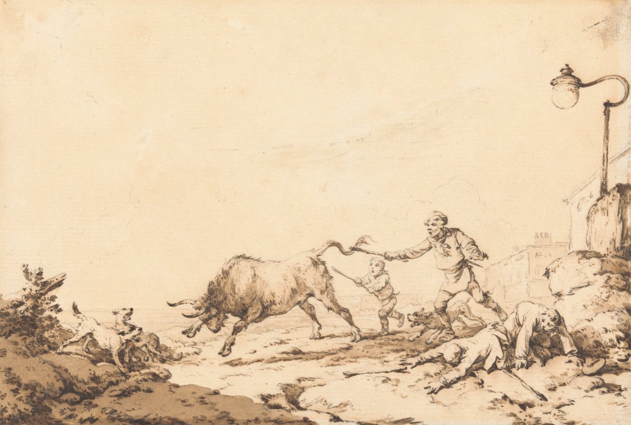 Uma carga de touro de Philippe Jacques de Loutherbourg