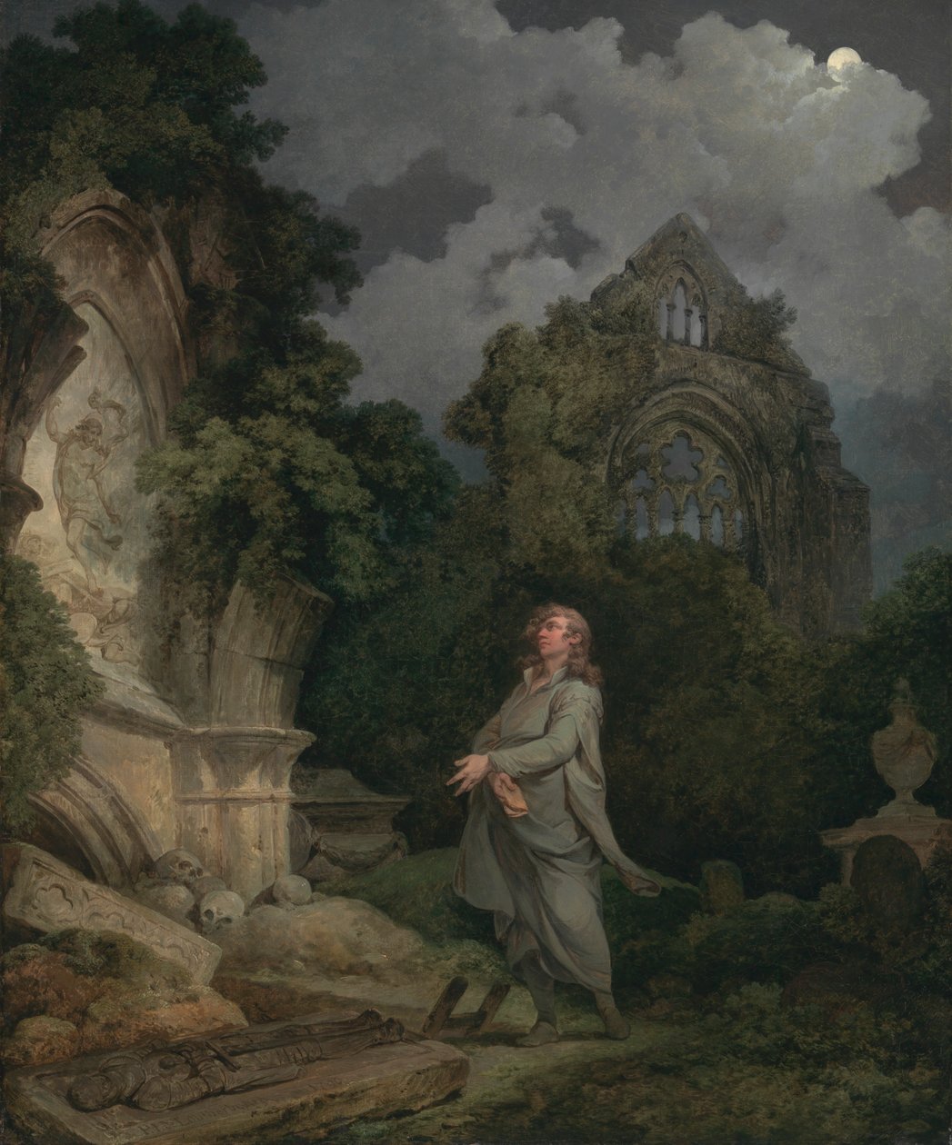 Um filósofo num cemitério iluminado pela lua de Philippe Jacques de Loutherbourg