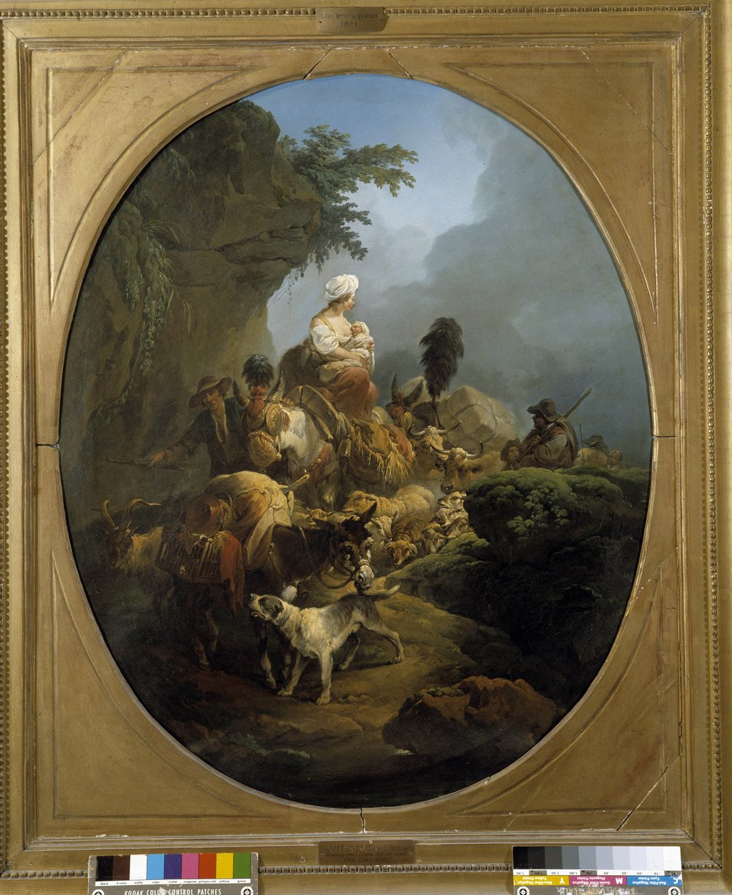 Caravana: a viagem de um grupo de camponeses com bois, burros, cães, cabras de Philippe Jacques de Loutherbourg